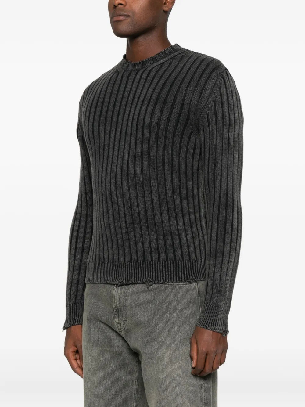 Ribbed distressed-finish sweater