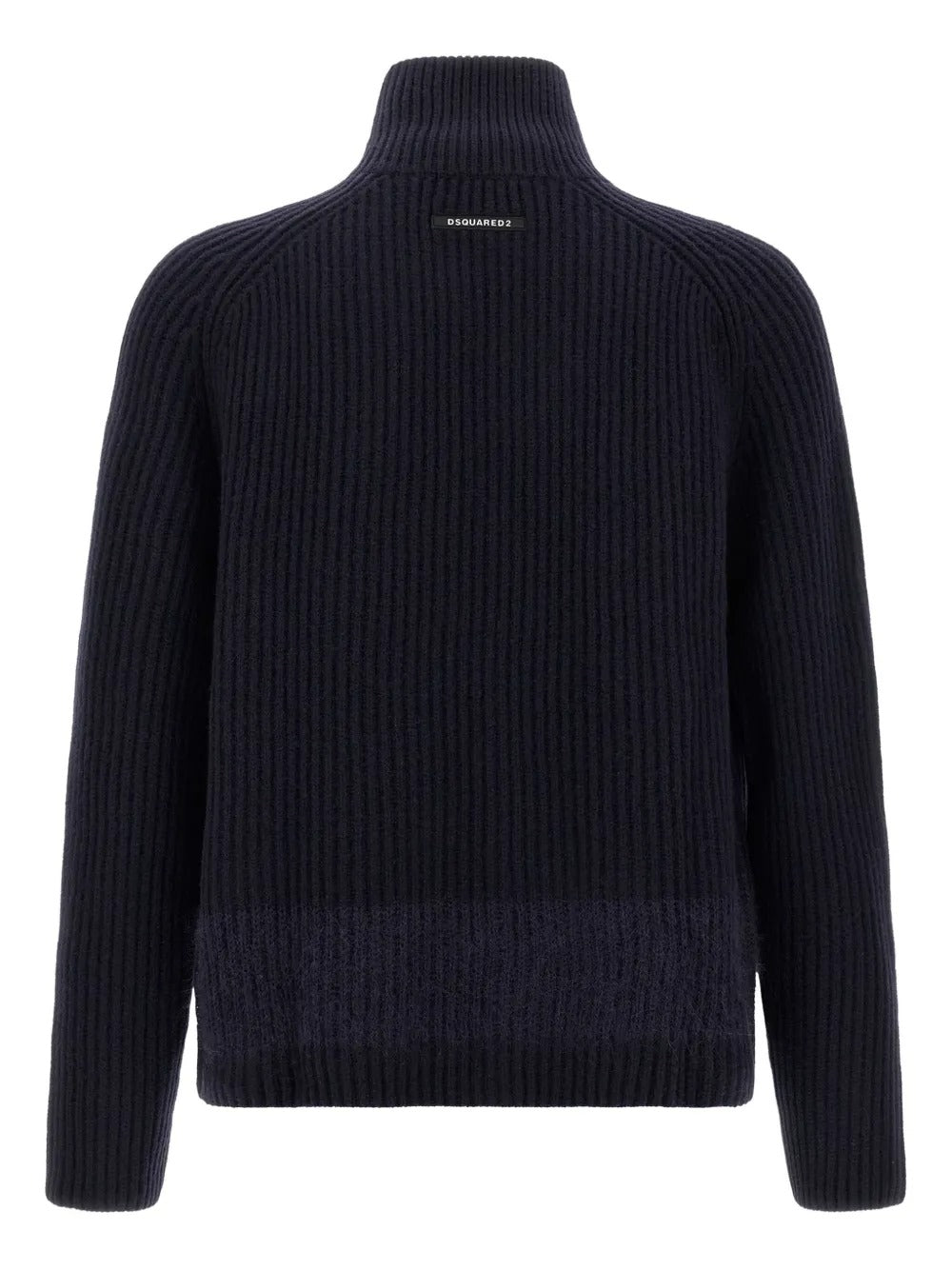 Ribbed High-neck Zip-front Cardigan-DSQUARED2-Verso