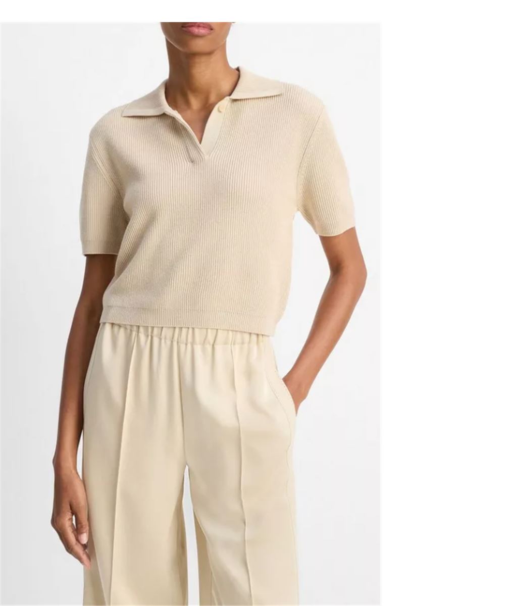 RIBBED SILK-COTTON POLO SWEATER-VINCE-Verso