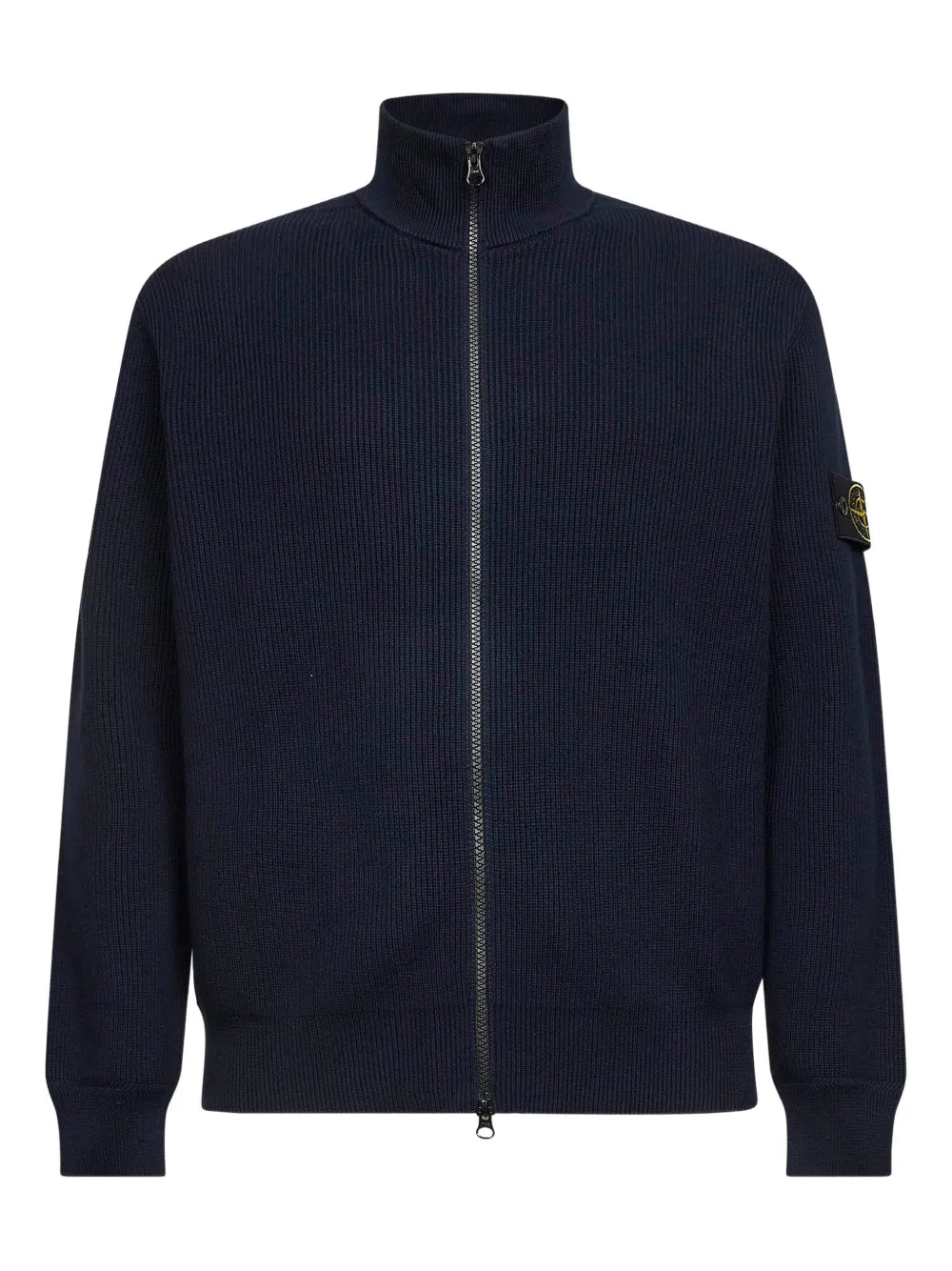 Ribbed stand-collar cardigan-STONE ISLAND-Verso