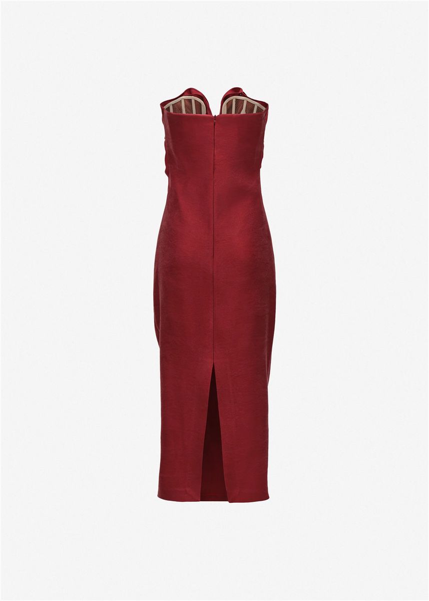 Rose draped corset midi dress in red-MAGDA BUTRYM-Verso
