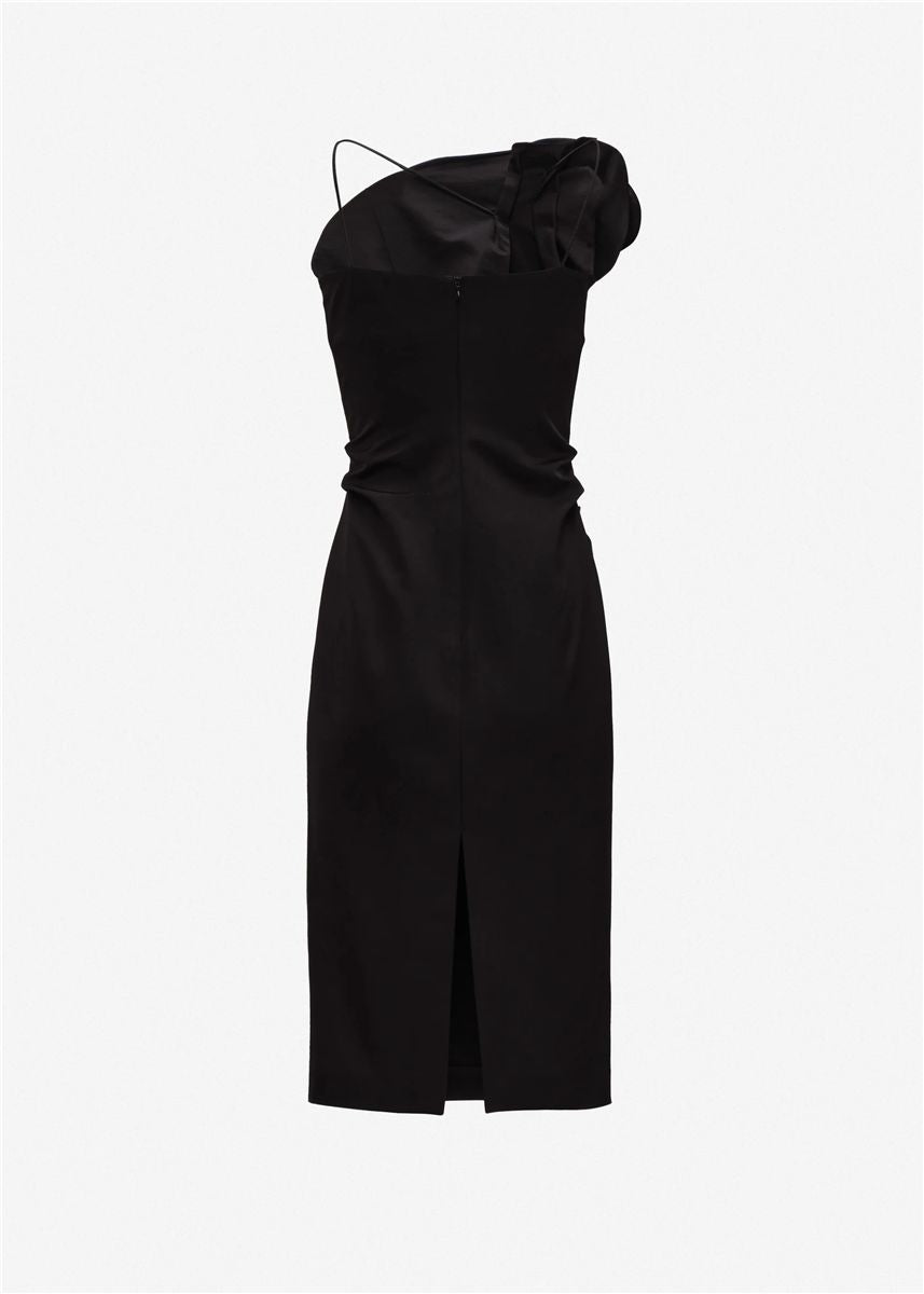 Rose one-shoulder midi dress in black-MAGDA BUTRYM-Verso