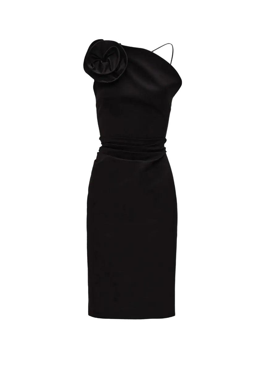 Rose one-shoulder midi dress in black-MAGDA BUTRYM-316096-36-Verso
