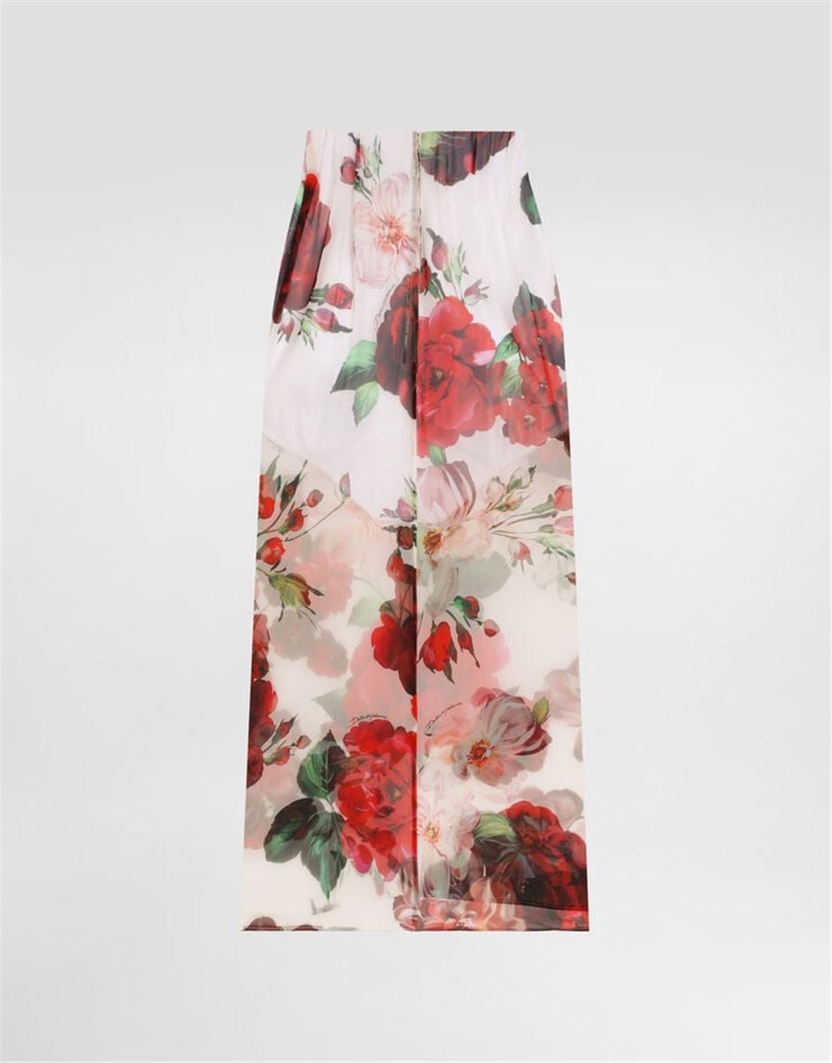 ROSE-PRINT CHIFFON CALF-LENGTH SKIRT - DOLCE & GABBANA - Verso