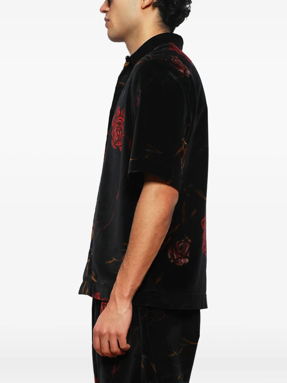 Rose-print velvet shirt-AMIRI-Verso