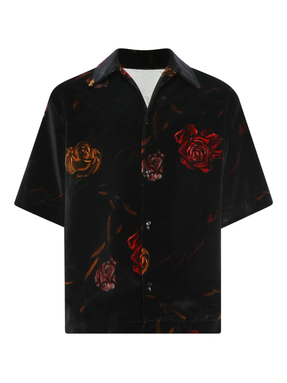 Rose-print velvet shirt-AMIRI-Verso