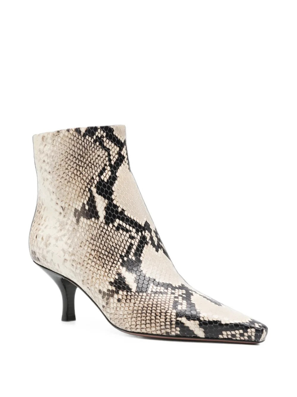 Rose snake-effect leather ankle boots-PARIS TEXAS-Verso