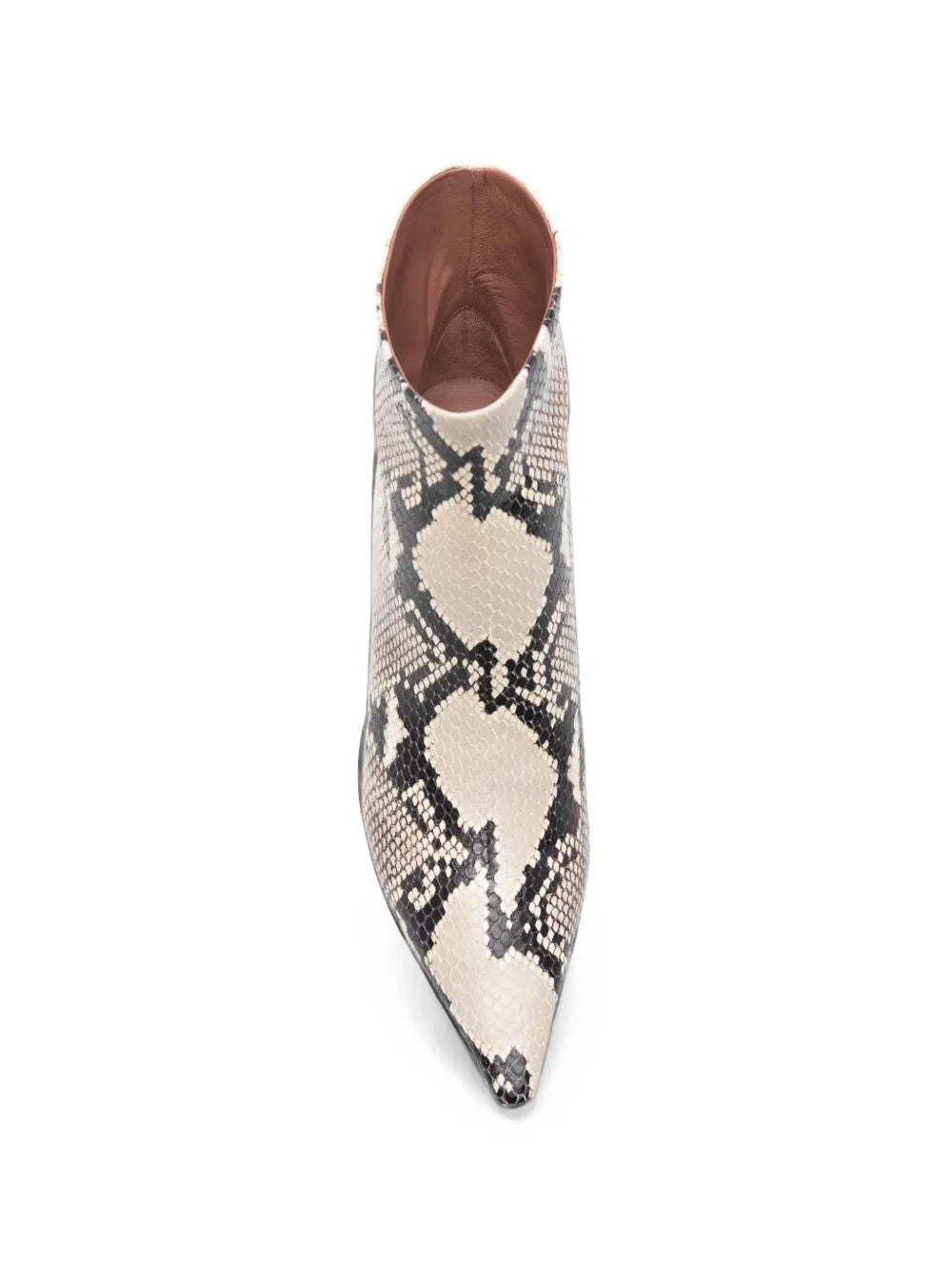 Rose snake-effect leather ankle boots-PARIS TEXAS-Verso