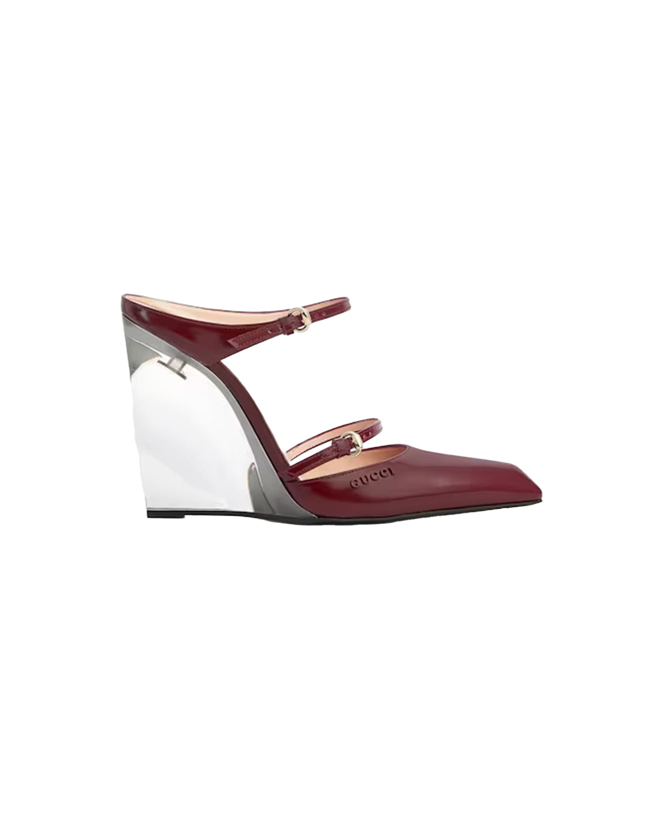 ROSSO ANCORA LEATHER WEDGE MULE-GUCCI-Verso