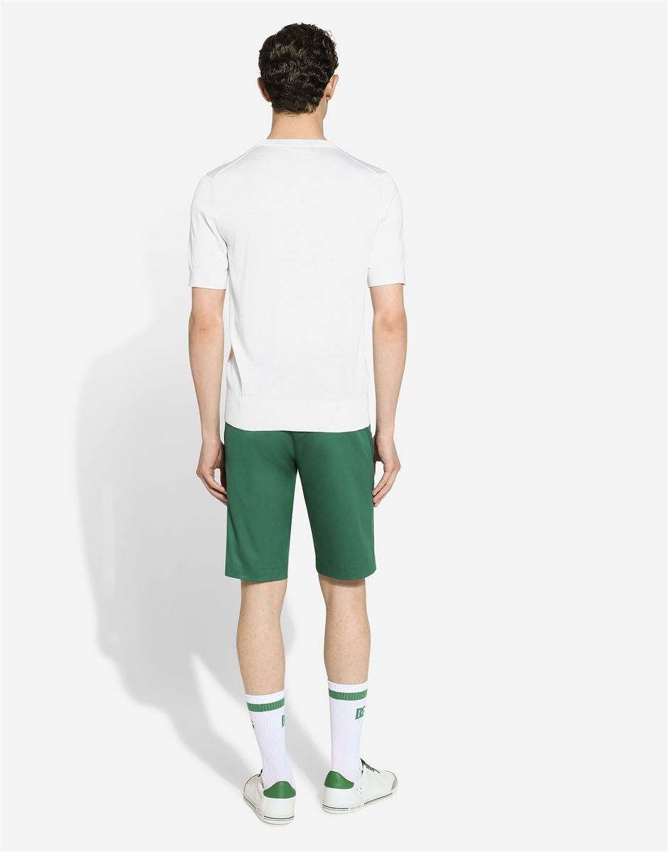 Round-neck silk sweater with dolce&gabbana logo-DOLCE & GABBANA-Verso