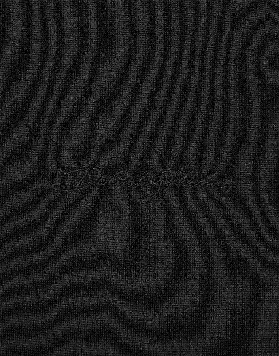 Round-neck silk sweater with dolce&gabbana logo-DOLCE & GABBANA-Verso