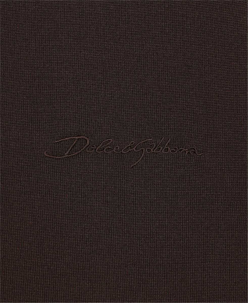 ROUND-NECK SILK SWEATER WITH DOLCE&GABBANA LOGO-DOLCE & GABBANA-Verso