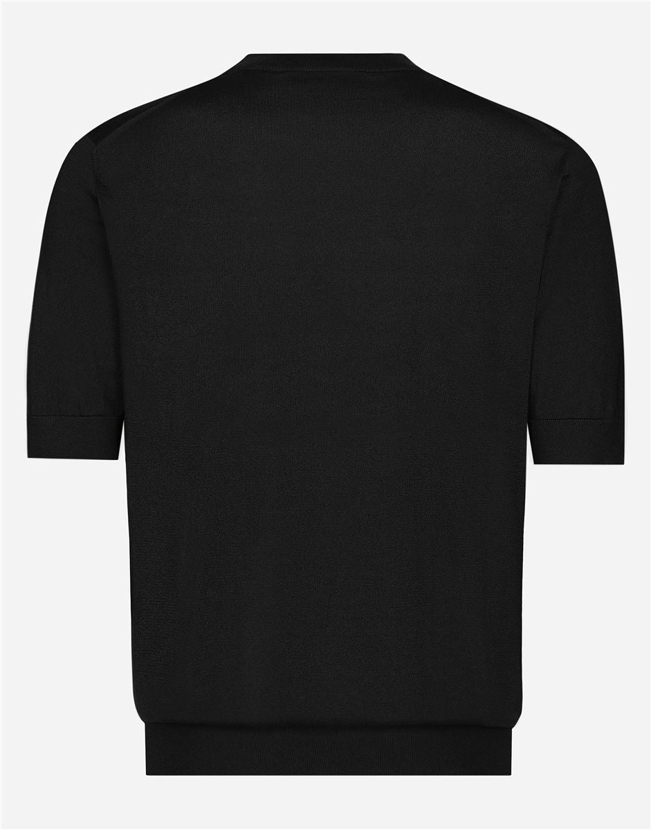 Round-neck silk sweater with dolce&gabbana logo-DOLCE & GABBANA-Verso