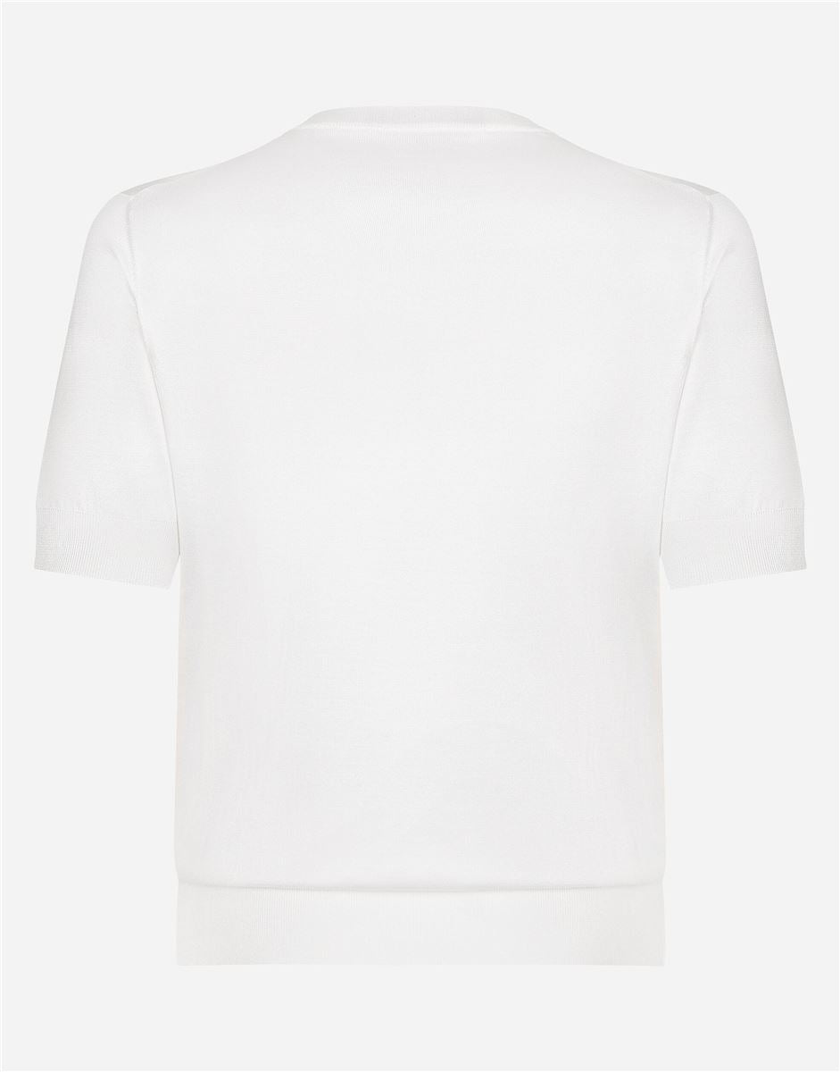 Round-neck silk sweater with dolce&gabbana logo-DOLCE & GABBANA-Verso