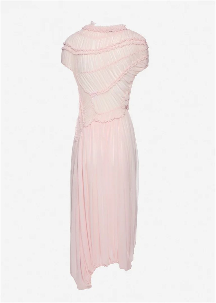 Ruched muslin midi dress in pink-MAGDA BUTRYM-Verso