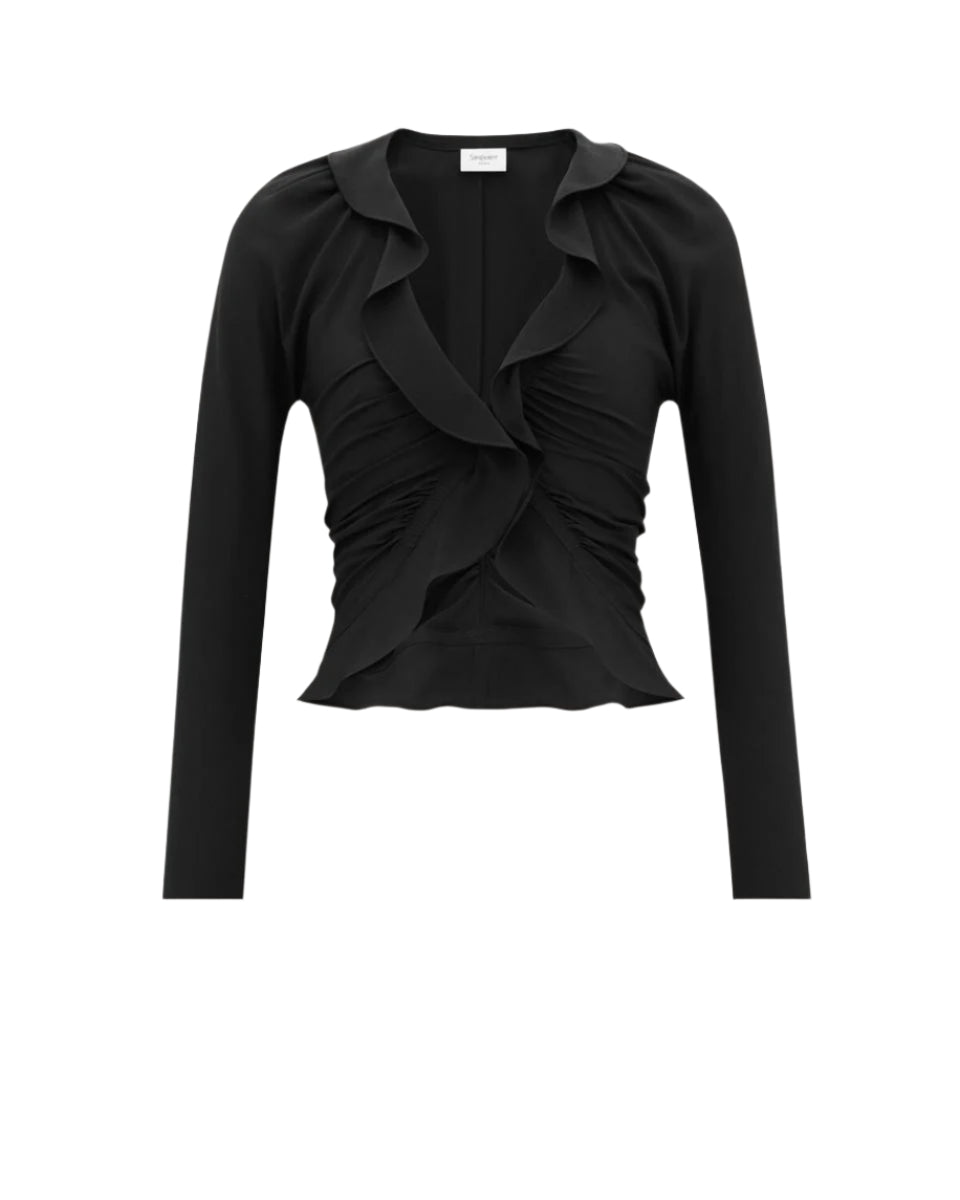 RUFFLED BLOUSE IN SILK CREPE DE CHINE -  SAINT LAURENT -  Verso
