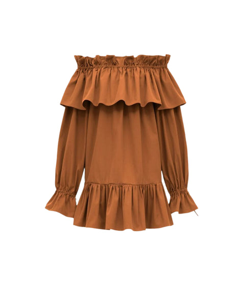 ワンピース Saint Laurent COTTON TWILL RUFFLED DRESS RUFFLED DRESS IN COTTON TWILL
