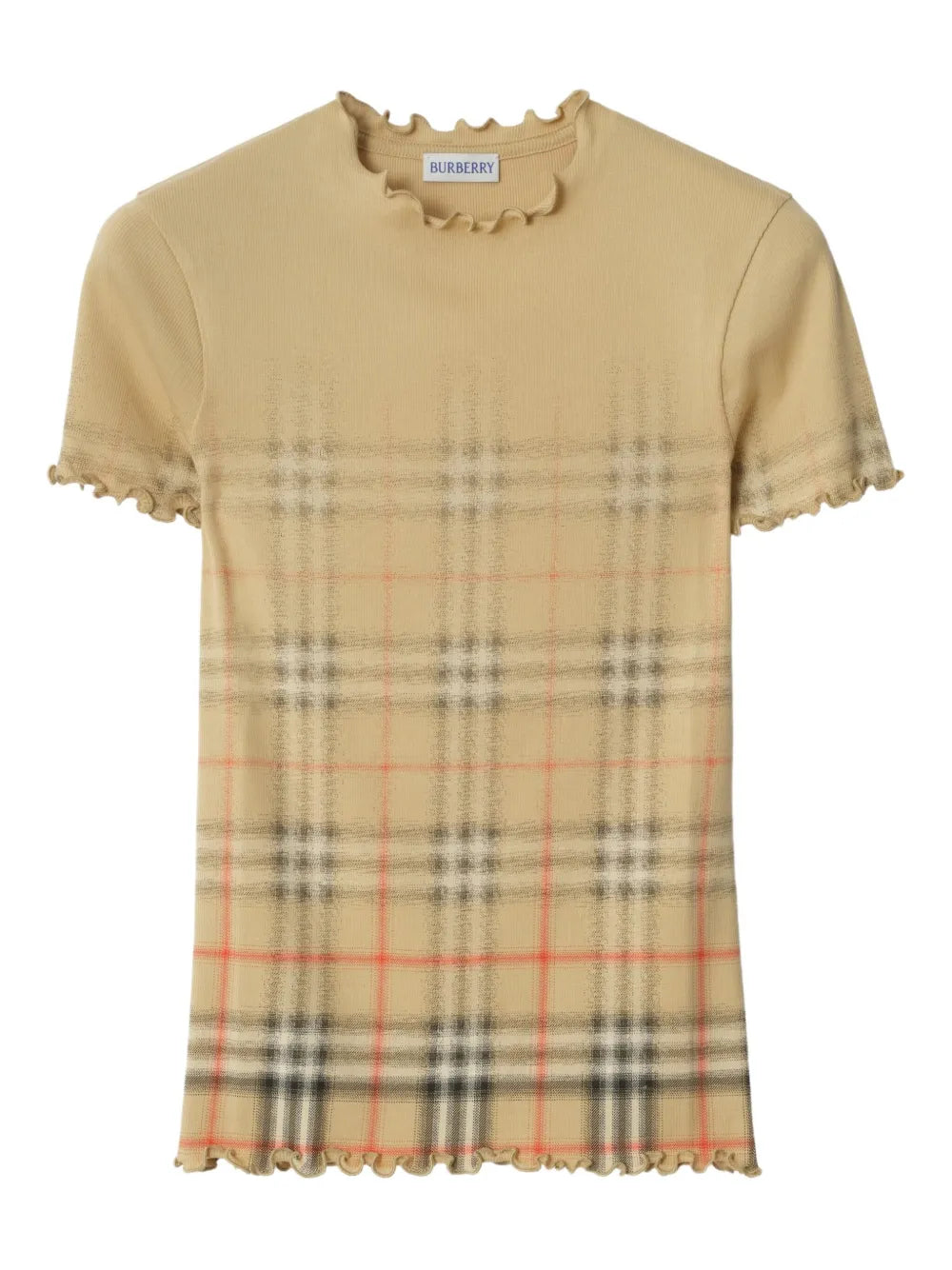Ruffled faded-check cotton t-shirt-BURBERRY-Verso