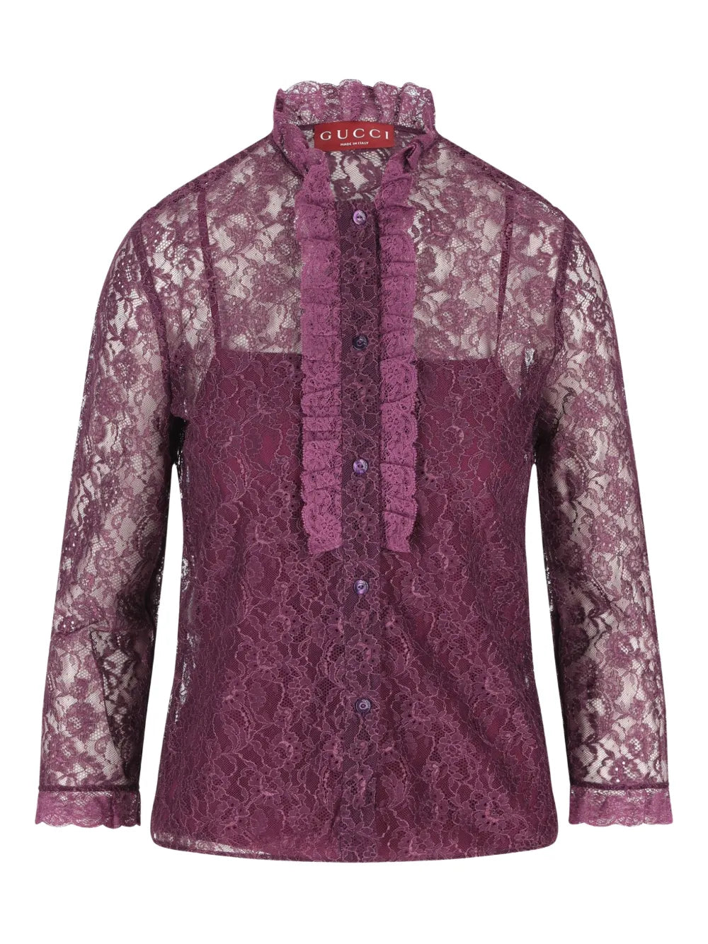 Ruffled lace shirt-GUCCI-Verso