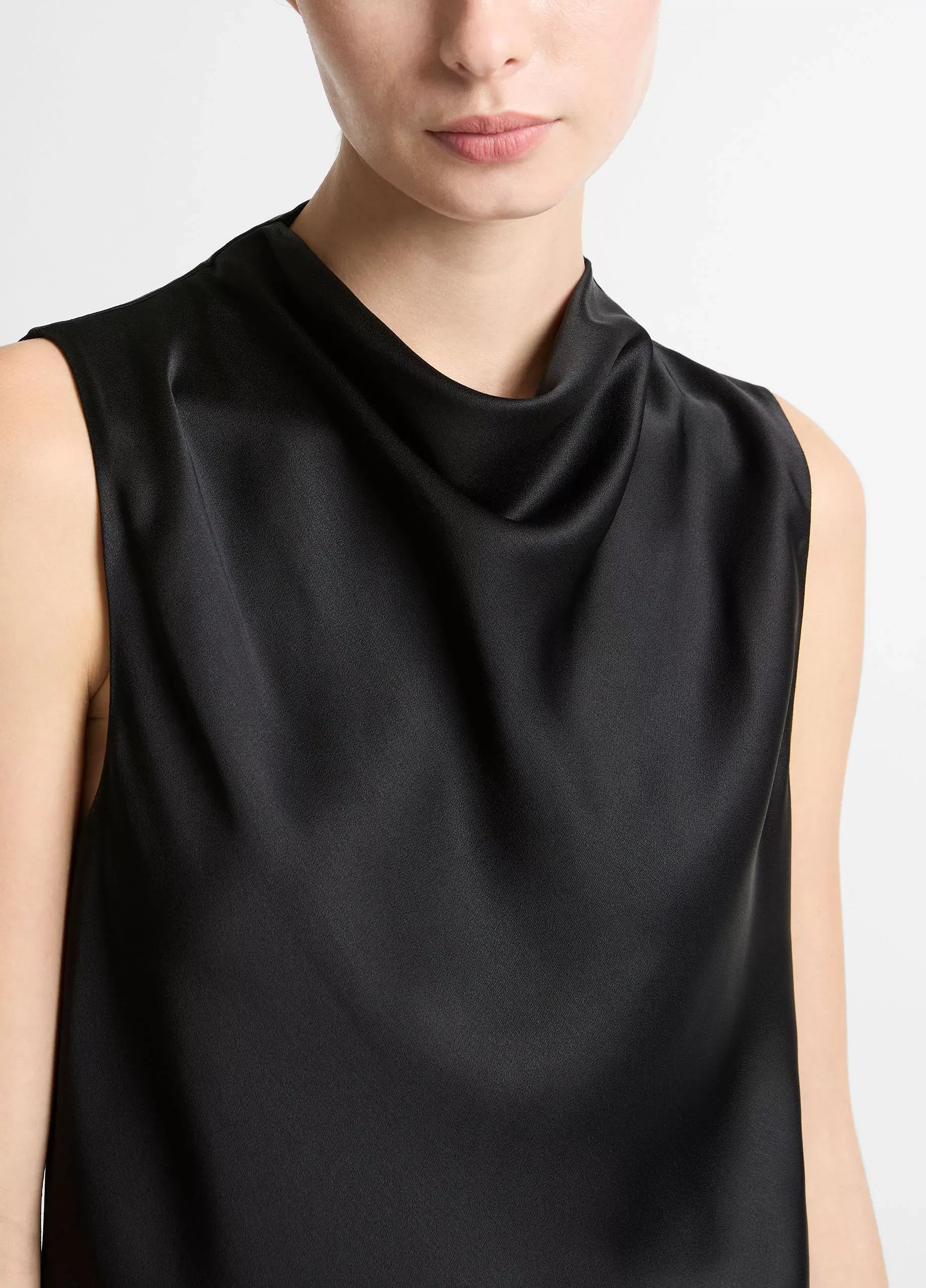 Satin cropped cowl-neck top-VINCE-Verso