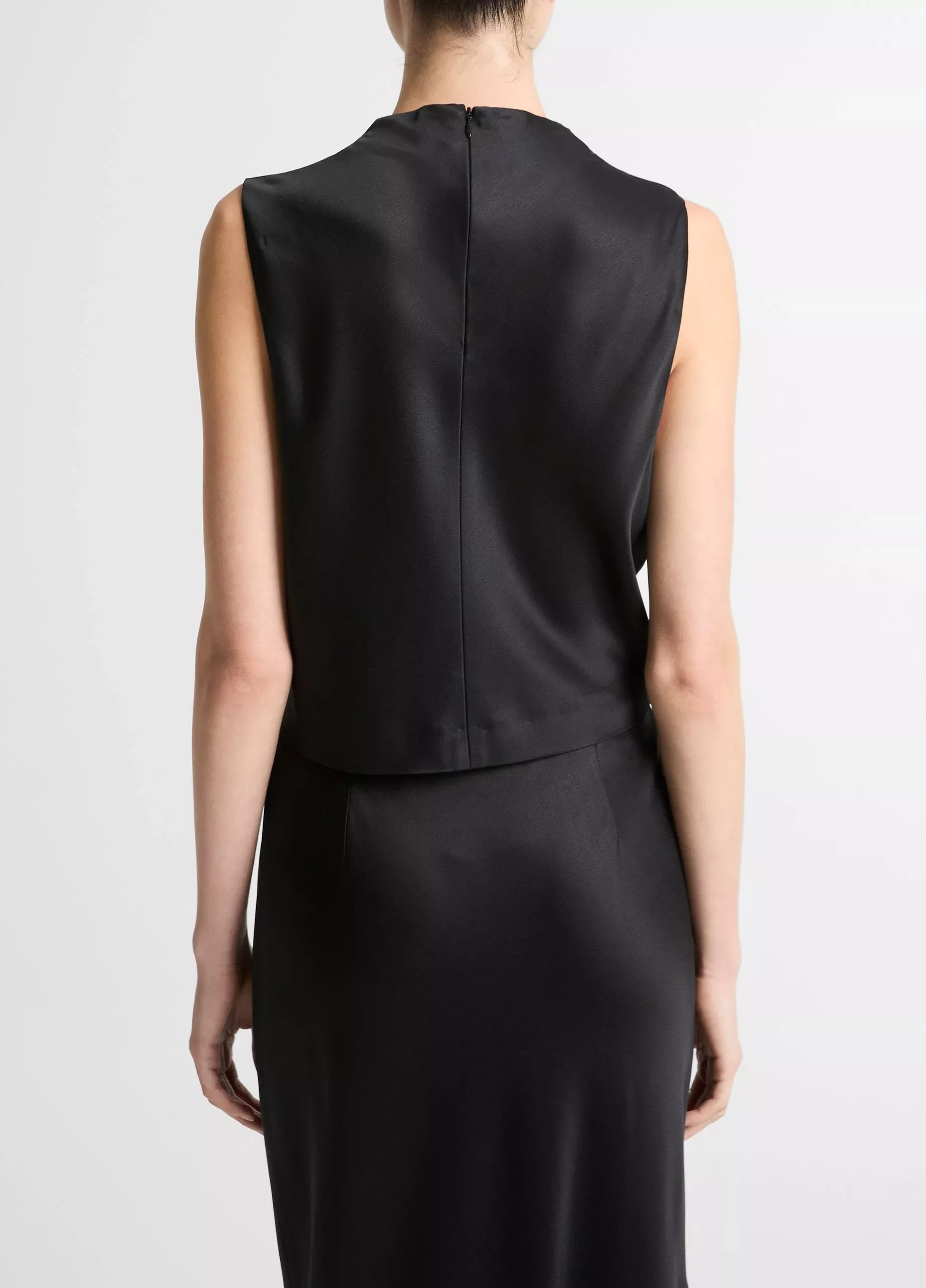 Satin cropped cowl-neck top-VINCE-Verso