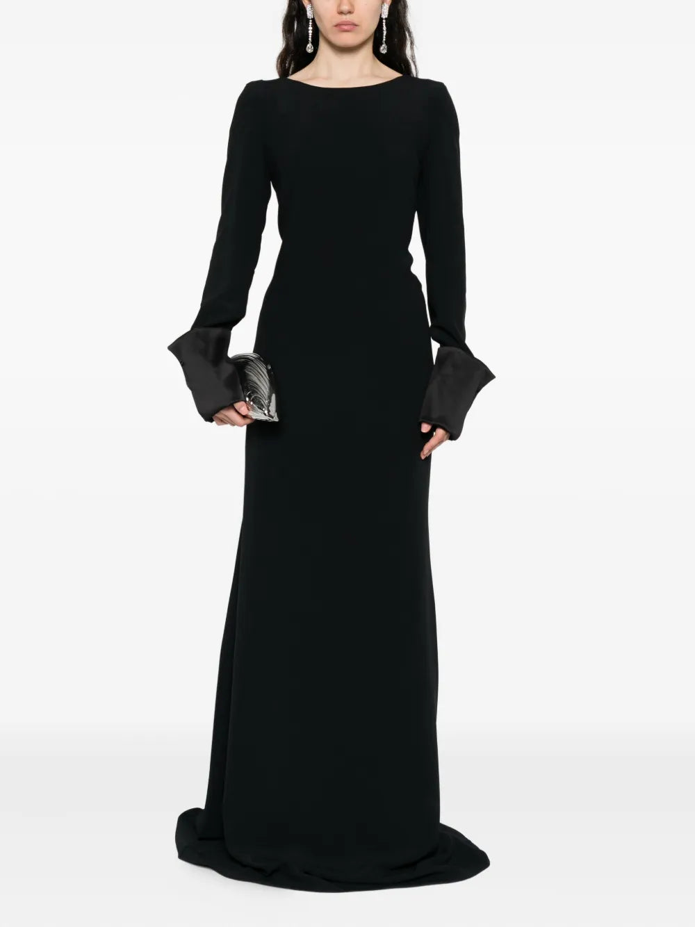 Satin-cuff long dress-ERMANNO SCERVINO-Verso