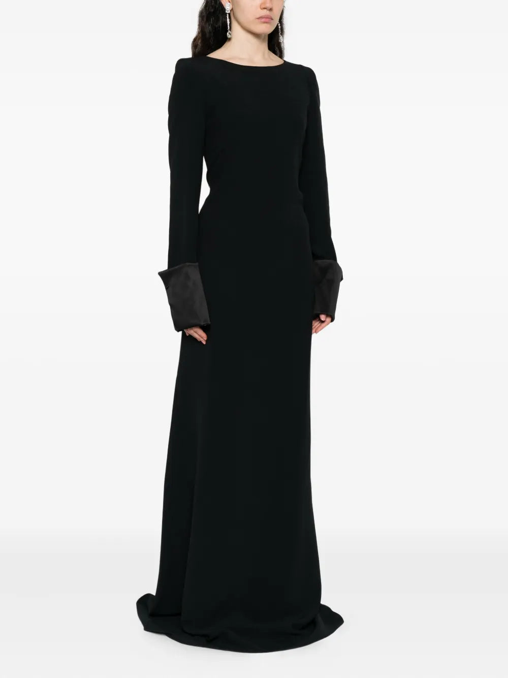 Satin-cuff long dress-ERMANNO SCERVINO-Verso