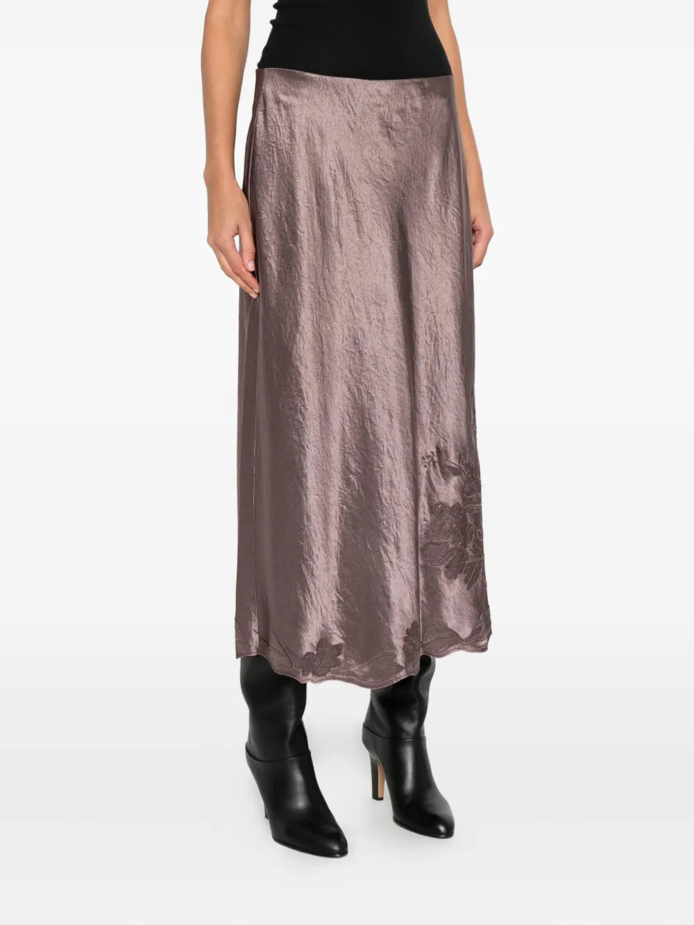 Satin-finish midi skirt-VINCE-Verso