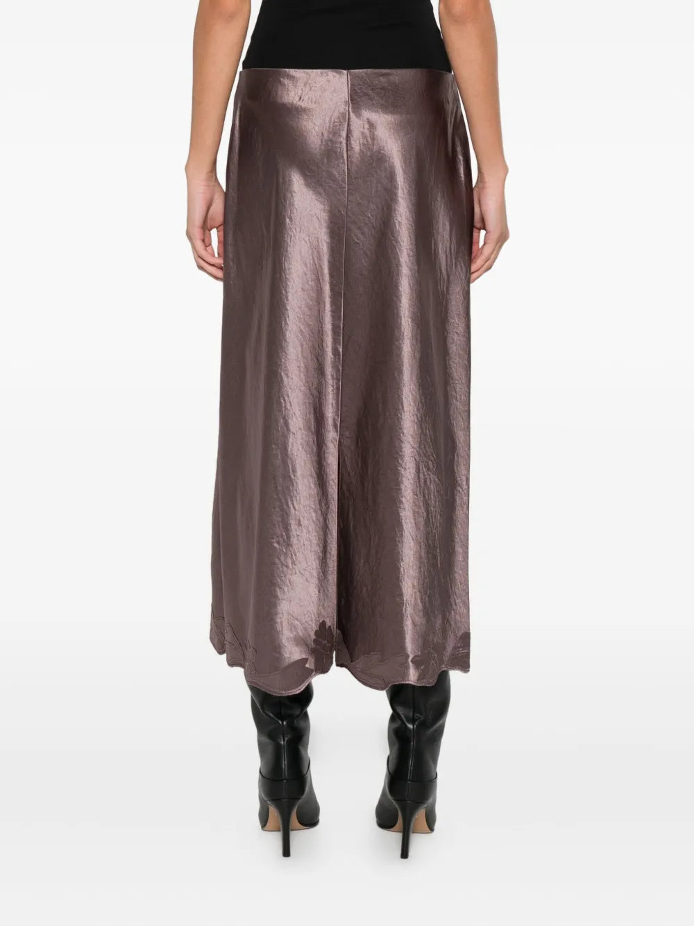 Satin-finish midi skirt-VINCE-Verso