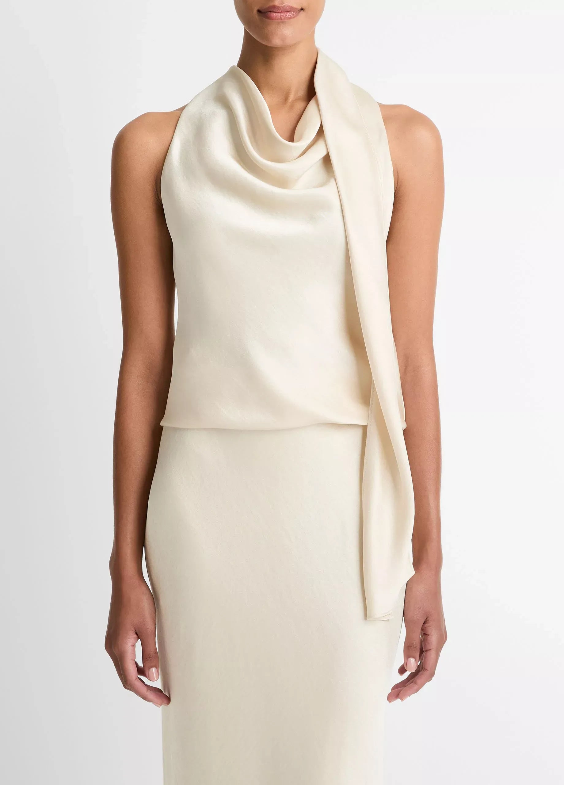 Satin scarf top-VINCE-Verso