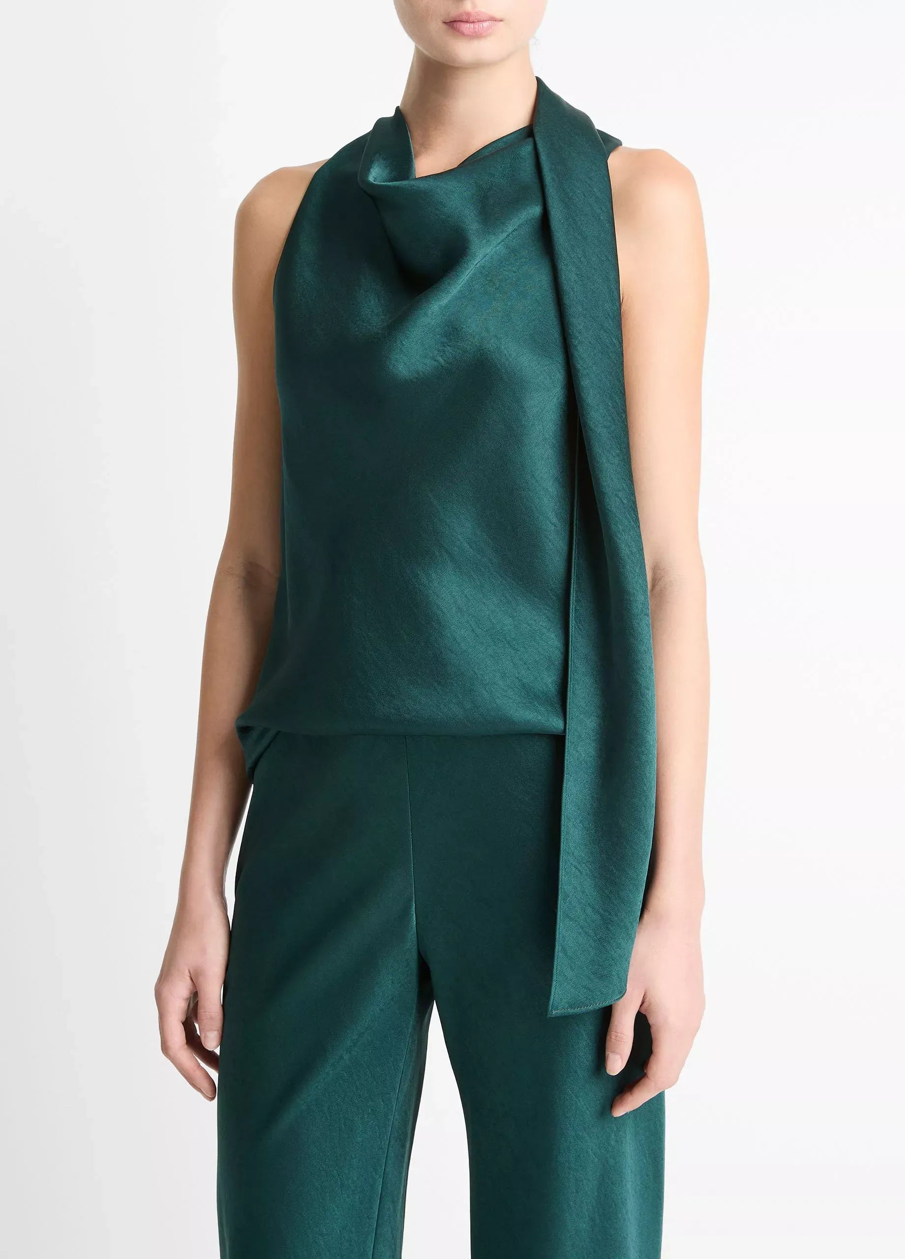 Satin scarf top-VINCE-Verso