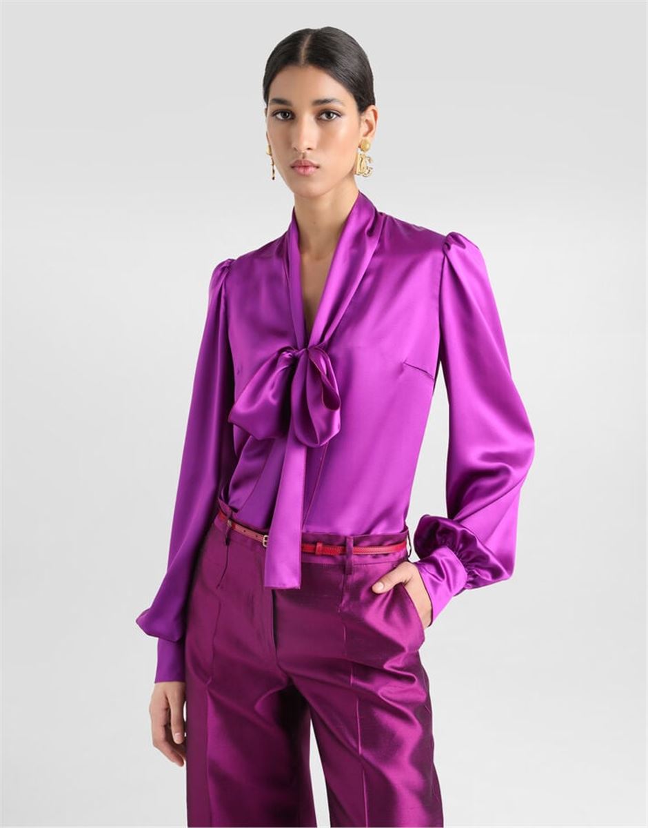 SATIN SHIRT WITH PUSSY-BOW -  DOLCE & GABBANA -  Verso