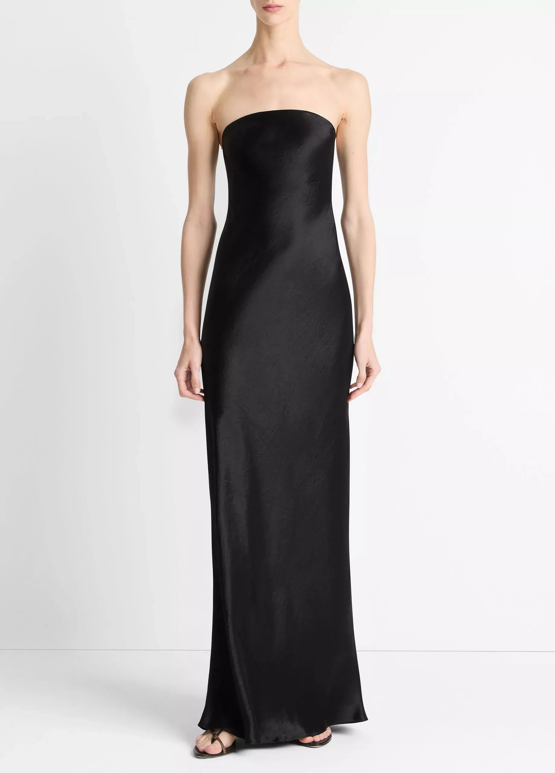 Satin Strapless Maxi Dress-VINCE-Verso
