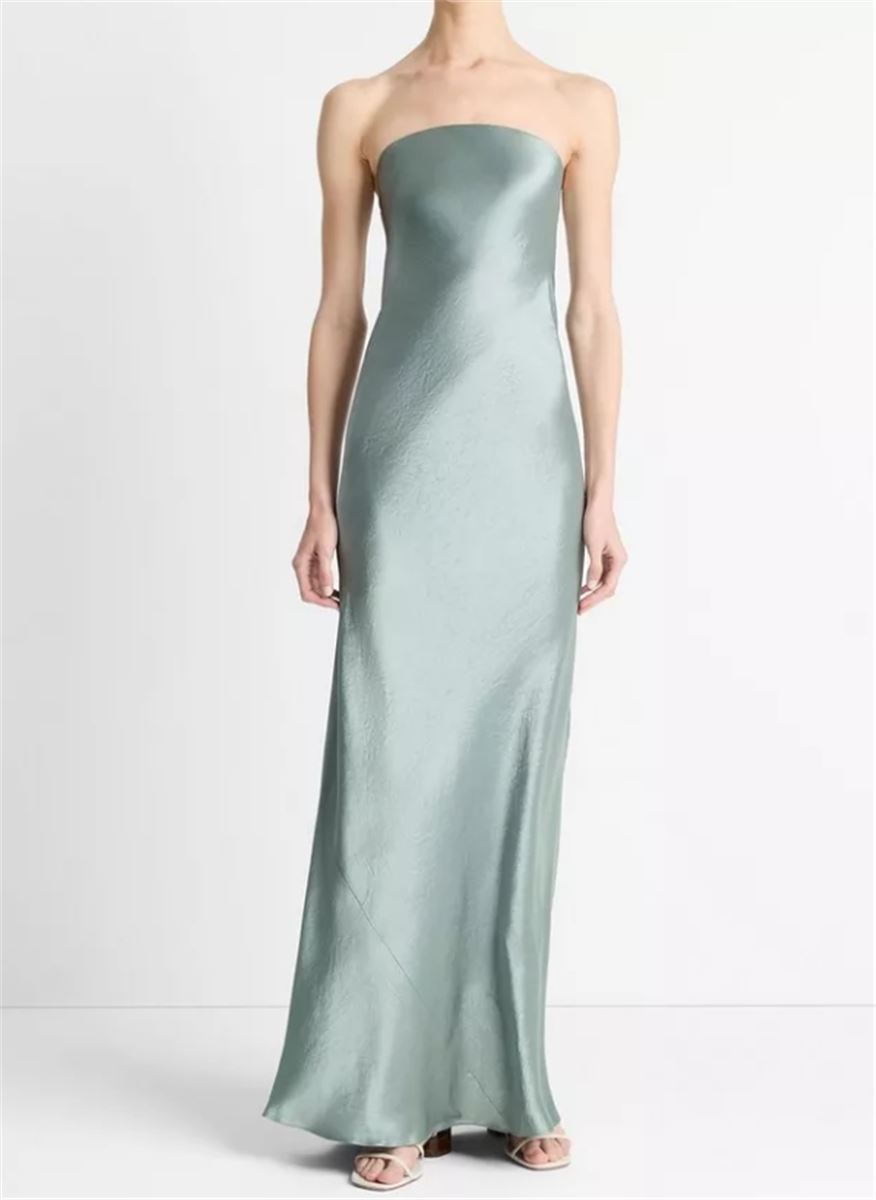 SATIN STRAPLESS MAXI DRESS-VINCE-Verso