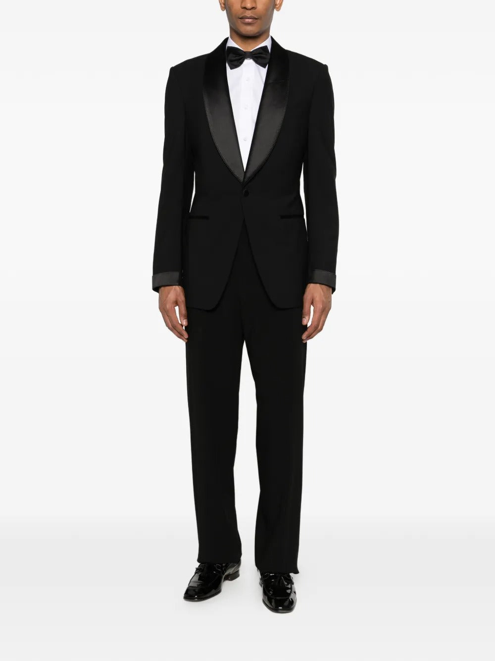 Satin-trim Trousers-GIORGIO ARMANI-Verso