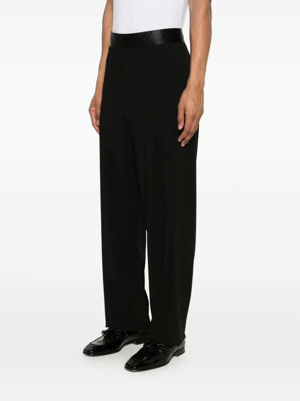 Satin-trim Trousers-GIORGIO ARMANI-Verso