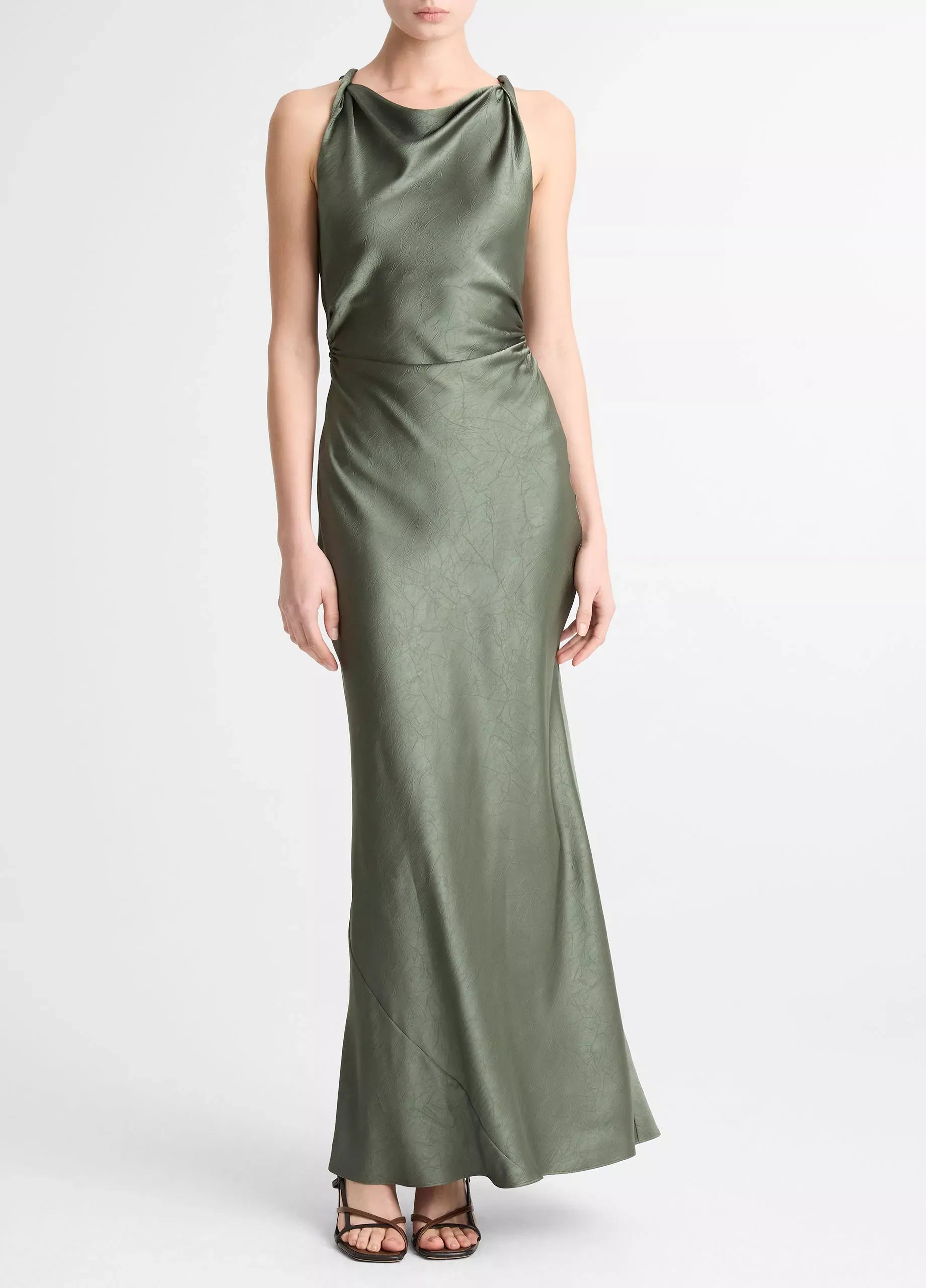 Satin Twist-Shoulder Dress-VINCE-Verso