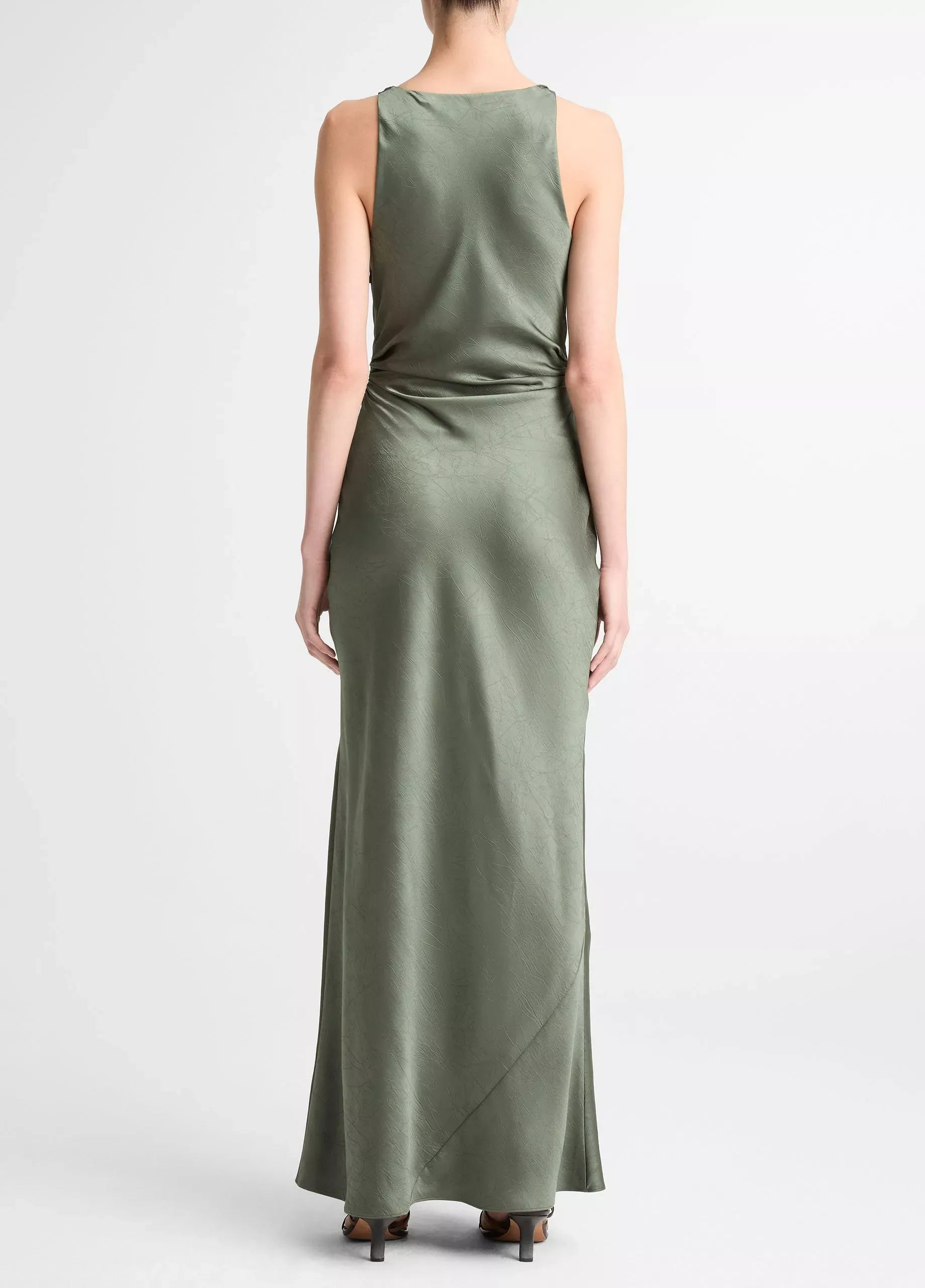 Satin twist-shoulder dress-VINCE-Verso