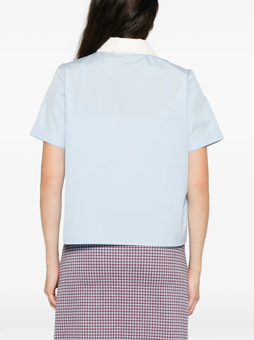 Scalloped-collar Short-sleeve Shirt-MIU MIU-Verso