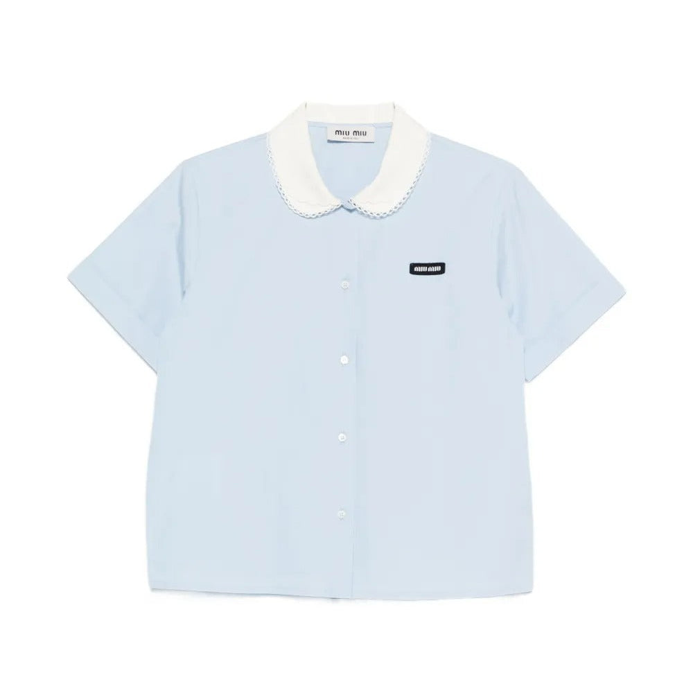 Scalloped-collar Short-sleeve Shirt-MIU MIU-Verso