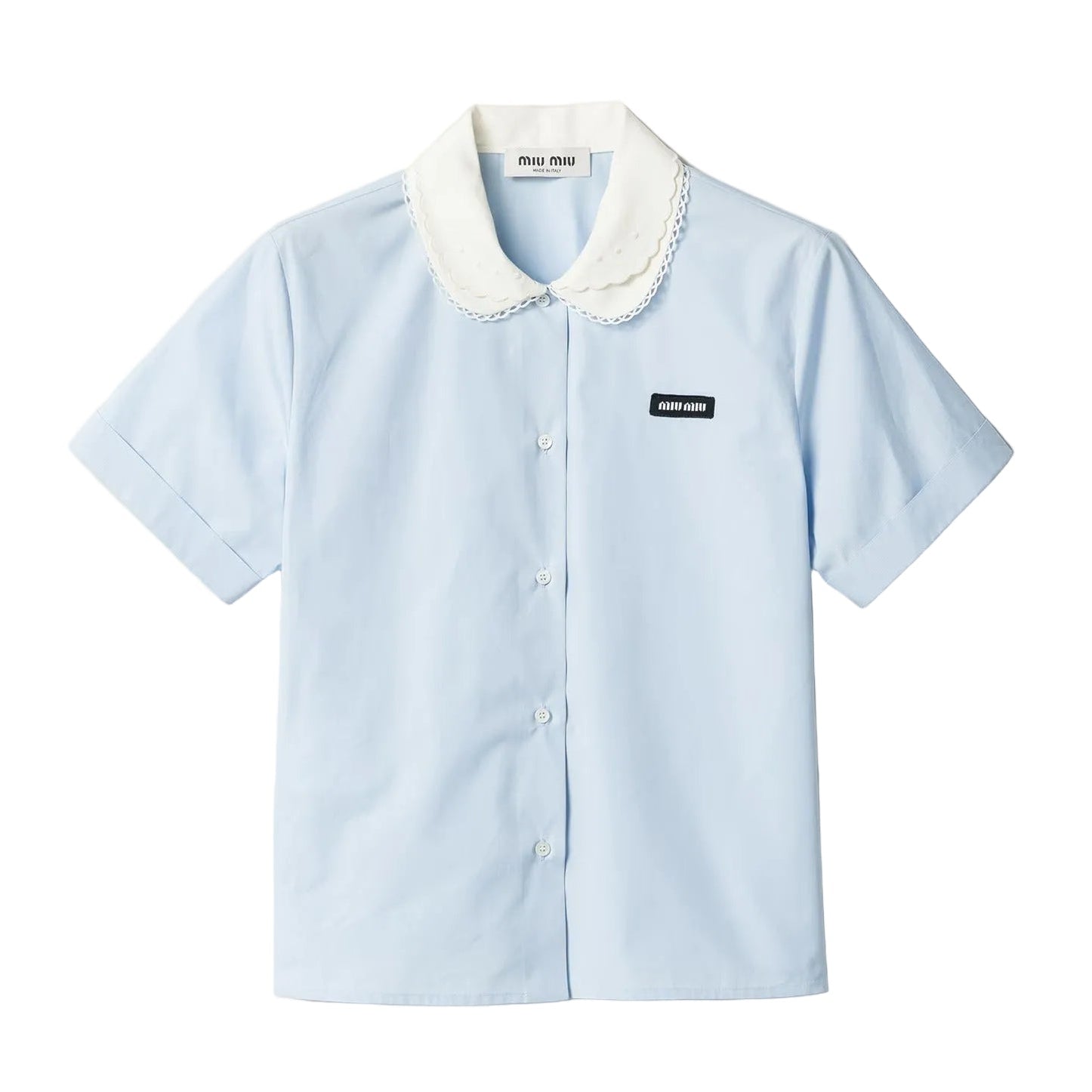 Scalloped-collar Short-sleeve Shirt-MIU MIU-Verso