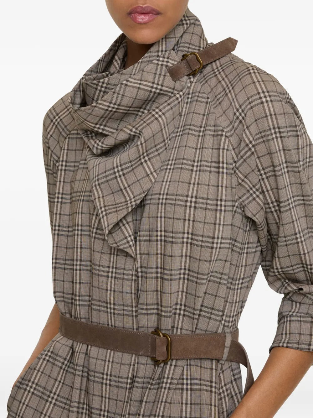 Scarf-collar checked mini dress-BURBERRY-Verso