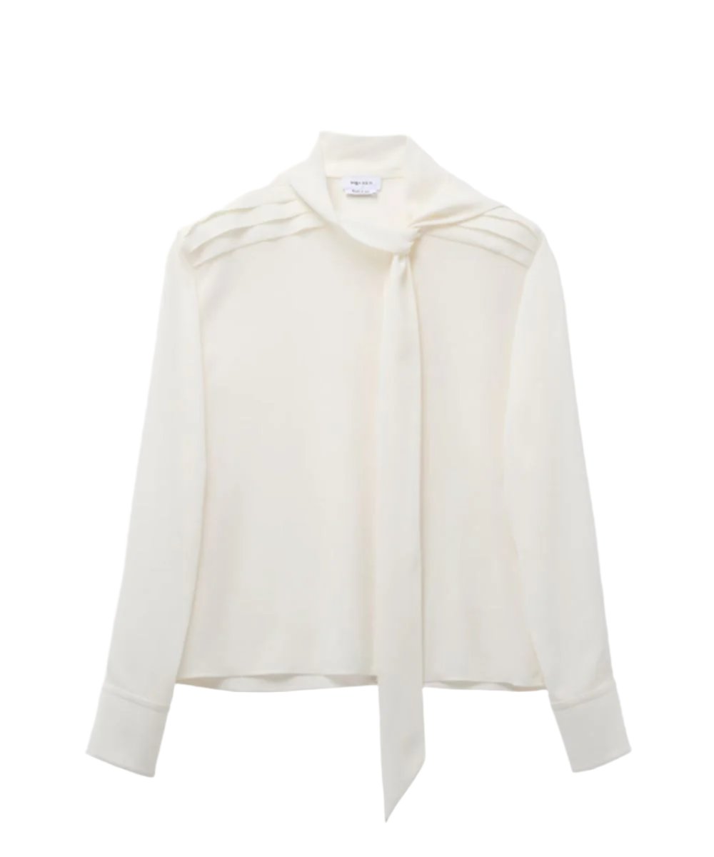SCARF DETAIL GEORGETTE SHIRT IN SOFT WHITE -  A. MCQUEEN -  Verso