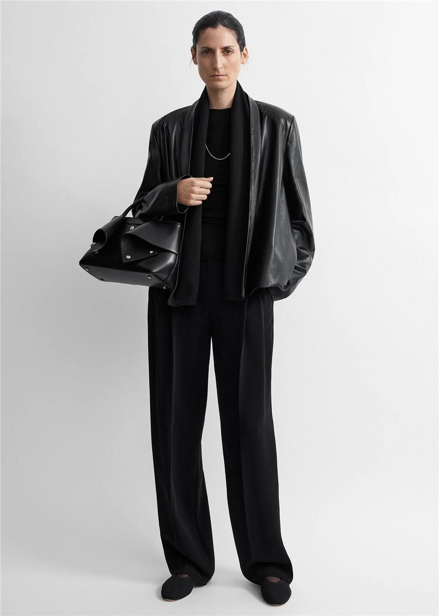 Scarf leather jacket black-TOTEME-Verso