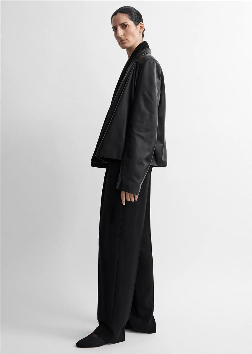 Scarf leather jacket black-TOTEME-Verso