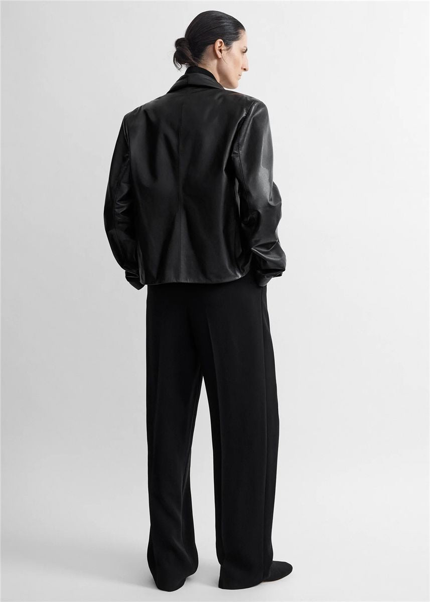 Scarf leather jacket black-TOTEME-Verso