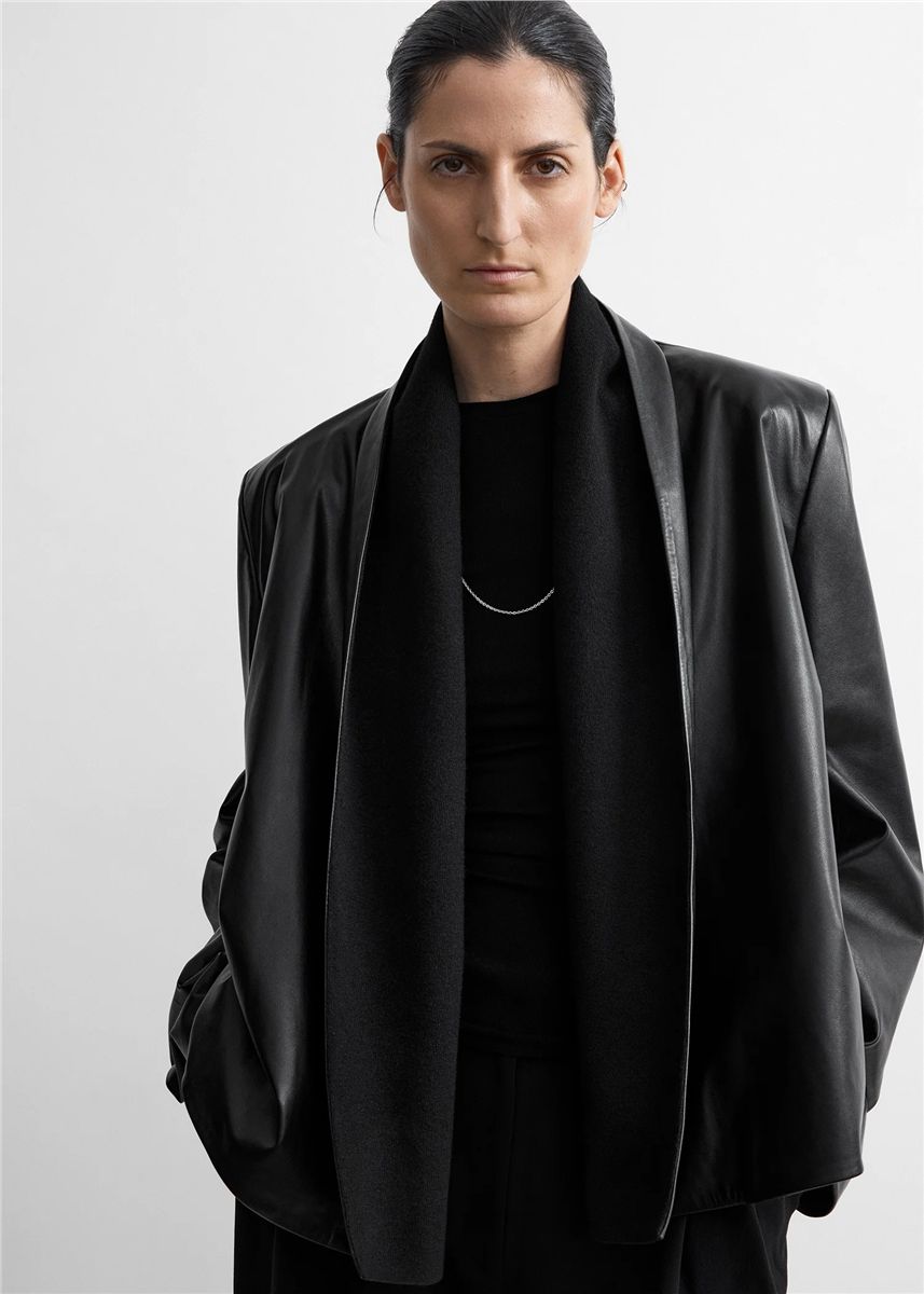 Scarf leather jacket black-TOTEME-Verso