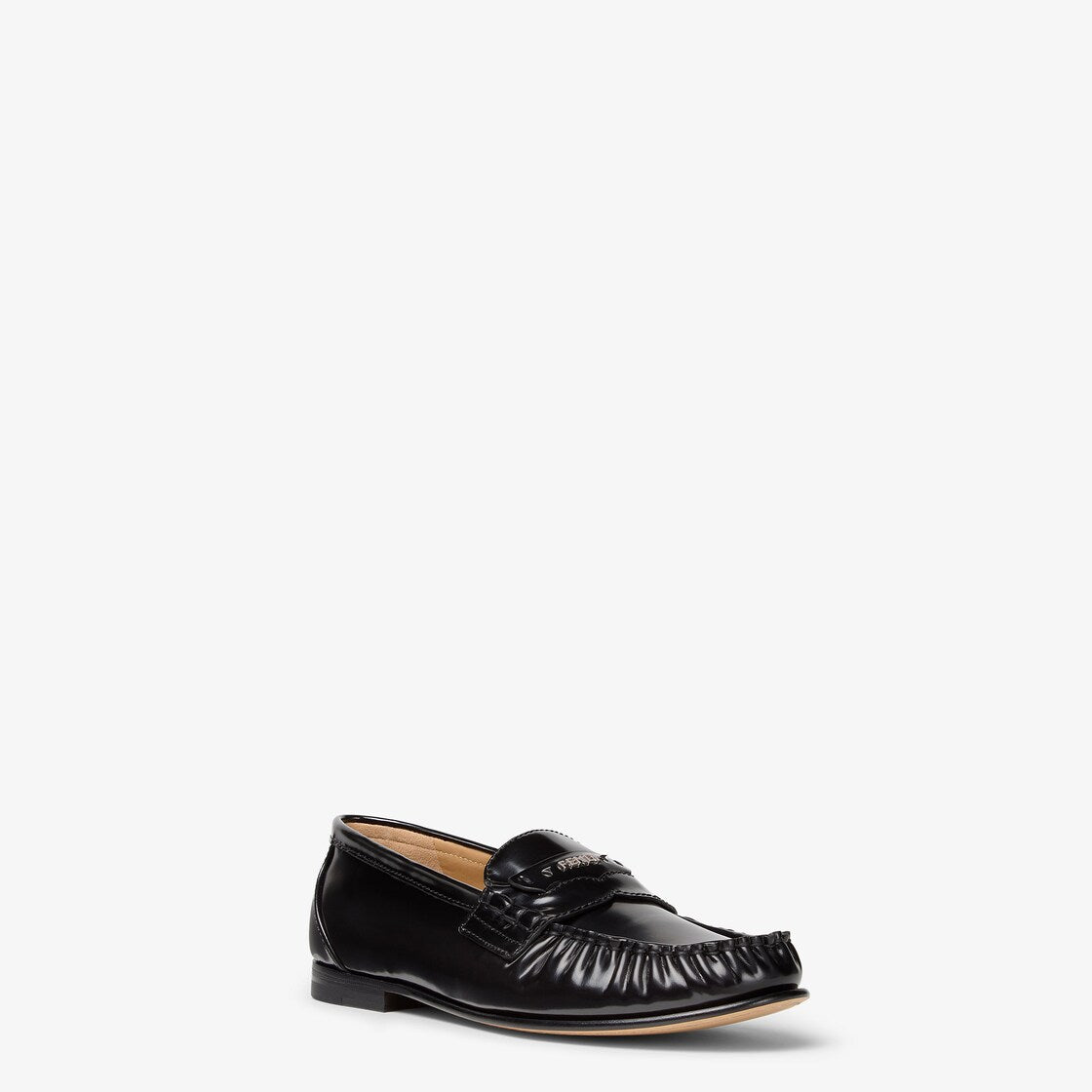 Scrunch Logo-Plaque Gathered Loafers-FENDI-Verso