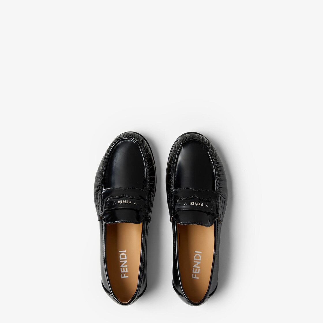 Scrunch Logo-Plaque Gathered Loafers-FENDI-Verso