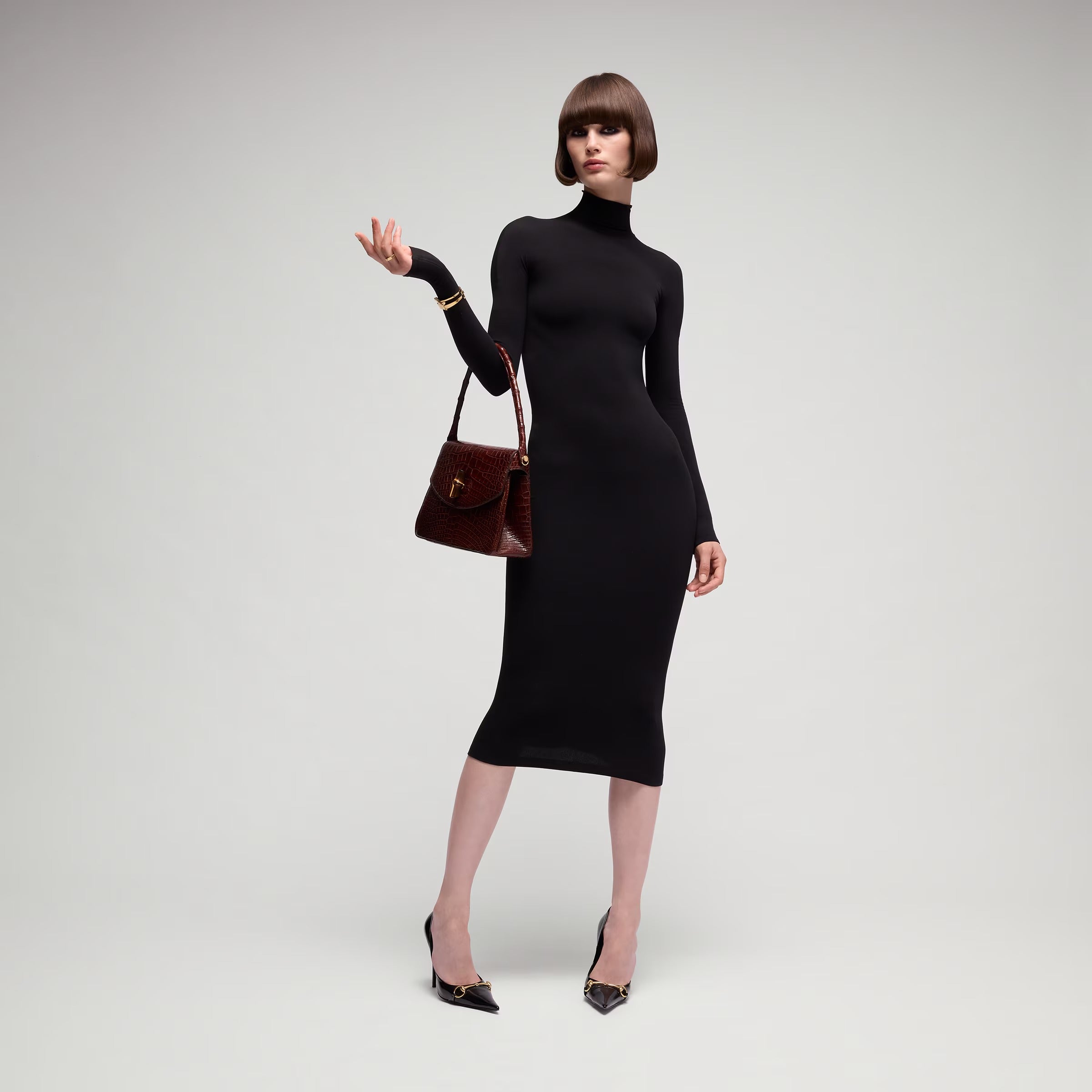 Seamless stretch nylon jersey dress